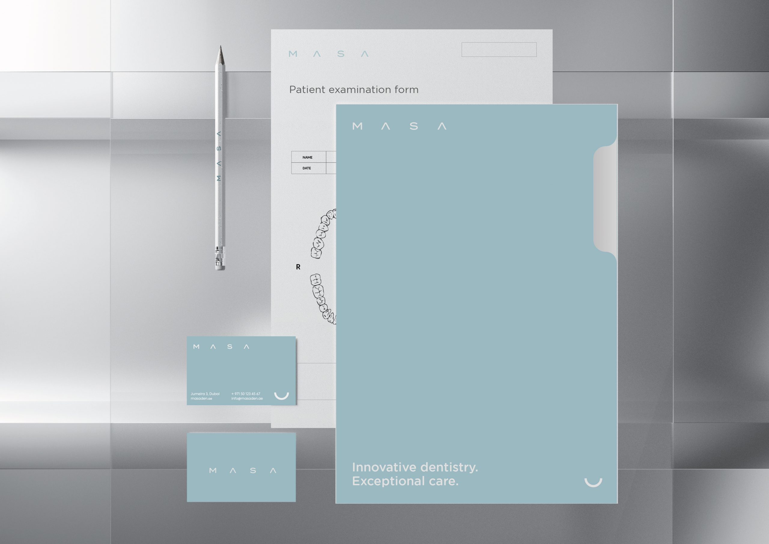 MASA dental clinic logo and brand identity