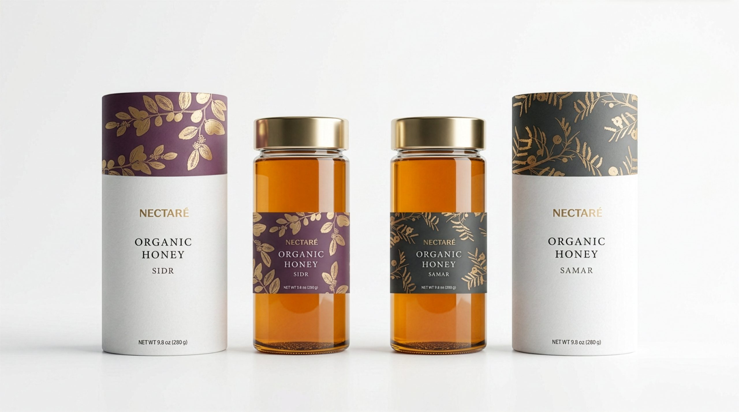 Nectare organic mountain honey packaging