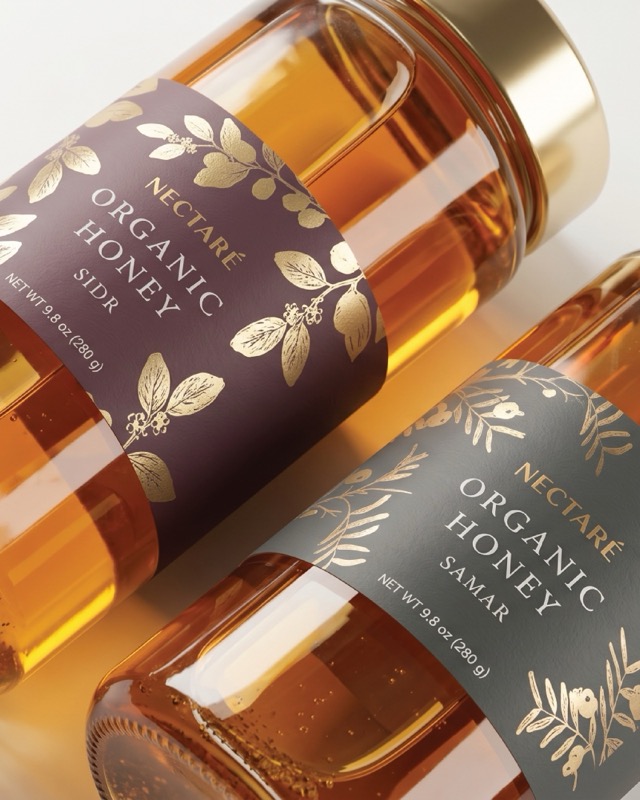Nectare organic mountain honey packaging